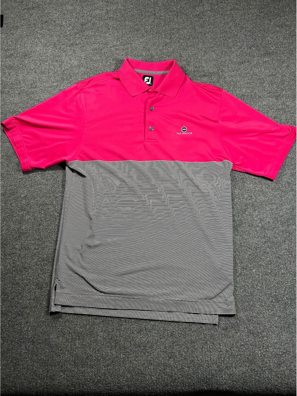 FootJoy The Manor Colorblock Golf Polo Shirt Pink and Gray